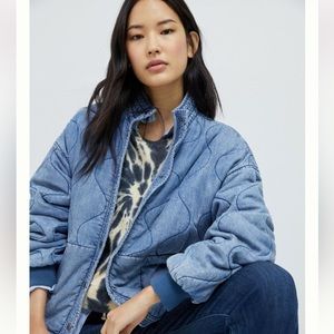 NWOT Anthropologie Blank NYC Quilted Denim Bomber Jacket